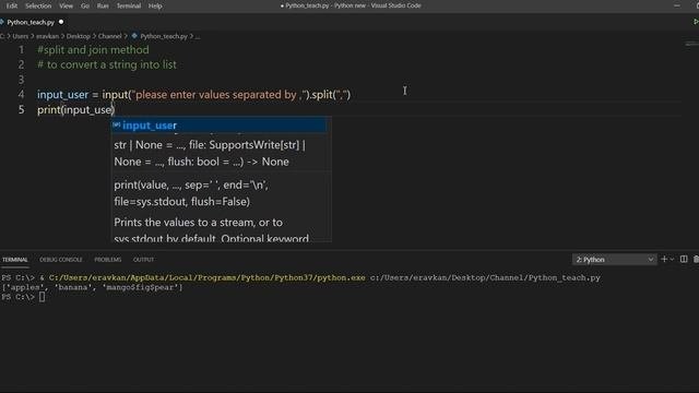 Join And Split Method : Python Tutorial | Join Function In Python