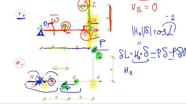 Теоретическая механика 12-3 - Принцип виртуальных перемещений. Опорные реакции - Ломаный стержень смотреть онлайн