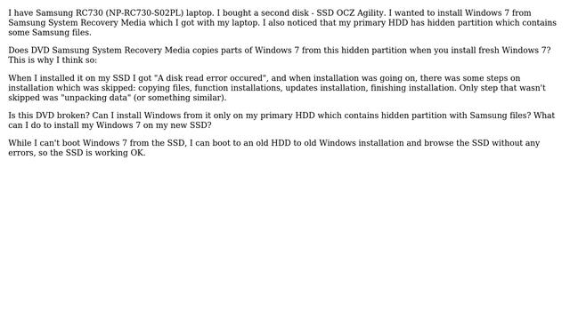 "A disk read error occured" after installing Windows 7 from Samsung System Recovery Media on... смотреть онлайн