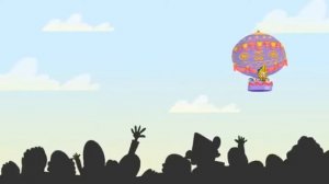 футаж Незнайка на воздушном шаре летит и падает