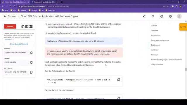 Connect to Cloud SQL from an Application in Kubernetes Engine Qwiklab смотреть онлайн