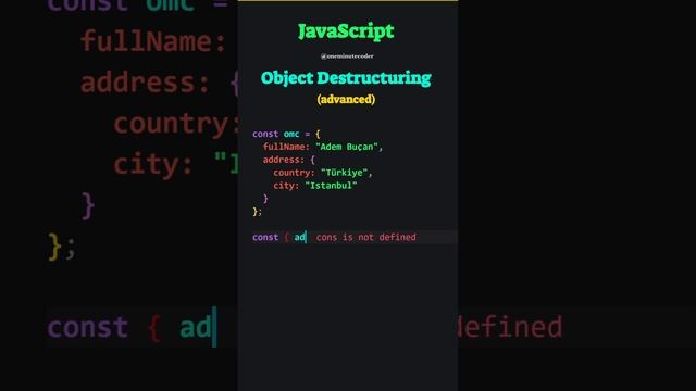 JavaScript: Advanced Object Destructuring