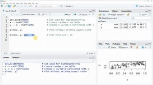 Set Aspect Ratio in R Plot (2 Example Codes) | asp Option of Scatterplot & Barplot | plot Function