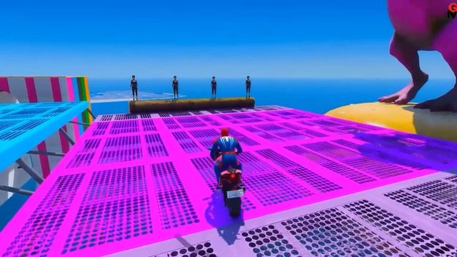 GTA V SPIDERMAN 2 vs SUPERHEROE IMPOSSIBLE LOOPS! Epic New Stunt Race For Car Racing Challenge смотреть онлайн