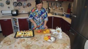 Осетрина с овощами в духовке