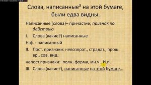 Морфологический разбор причастия