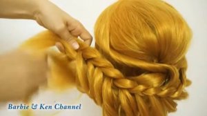 Техника плетения кос #10 - Braided Updo Hairstyle for Medium Long Hair.