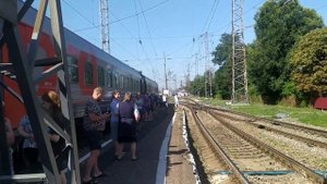 Белореченск. Поезд №480 Сухум - Санкт-Петербург, прибытие, стоянка и отправление / Belorechensk.