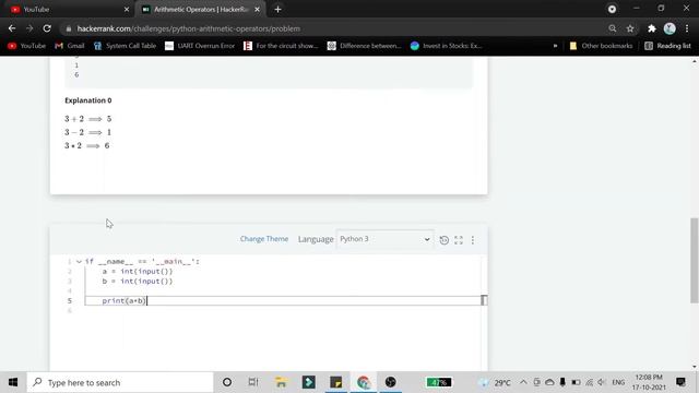 Arithmetic Operators | Hackrank Solution in python