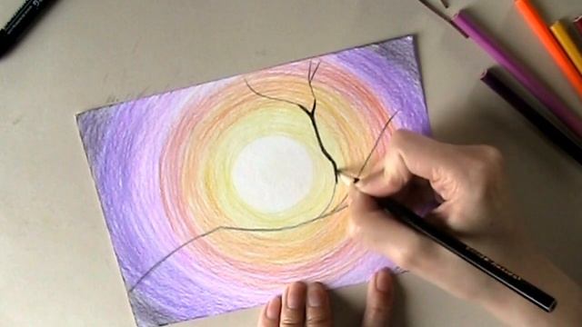 Как нарисовать птицу. Весна, птенцы в гнезде, цветные карандаши, фломастеры.