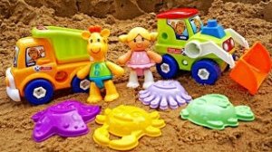 Игры в песочнице - Жирафик Мофи и мультики про машинки.mp4