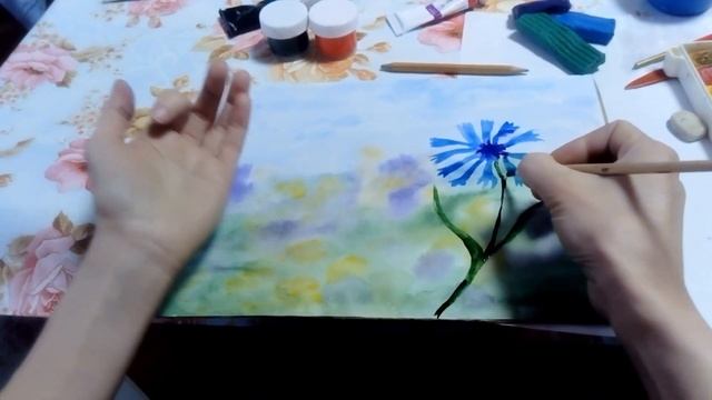 Картина-поделка Васильки