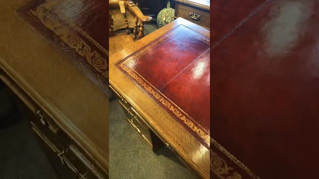 Edwardian oak pedestal desk