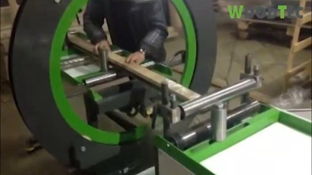 Станок для упаковки изделий стрейч пленкой WoodTec Ecopack 300. Упаковка реек в стрейч пленку