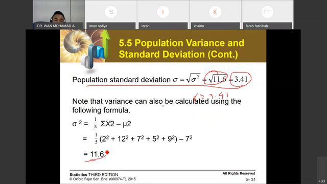 Business Statistics Sample and Population Variance DITR