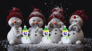 Серьги из бисера на Новый год ⛄️ Снеговики ⛄️ Кирпичное плетение ⛄️Мастер-класс