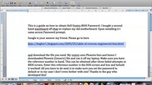 Dell Vostro Phoenix Bios password recovery