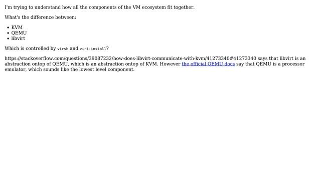 What's the difference between KVM, QEMU and libvirt? смотреть онлайн