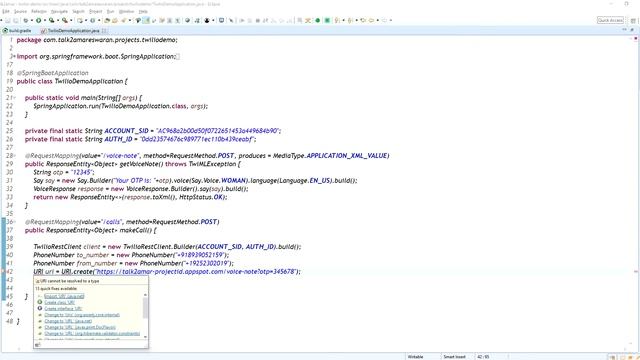 How to make a Programmable Voice/Phone call | Twilio | Spring Boot | Micro Service смотреть онлайн