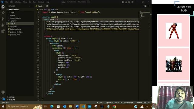 Android & IOS Development | Lecture 08 | Array, Flatlist & Making post like Instagram | Hindi / Urd