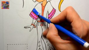 Раскраска. Модница - 4 Videos for Children. Coloring with markers by BAMBUSYA. Fashion Girl - 3