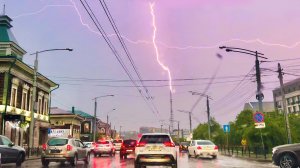 Молния попала в телевышку. Первая гроза в Иркутске 04.06.2024