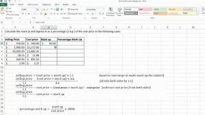 Calculating Percentage Mark up using Excel