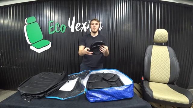 Чехлы Рено Сандеро (2014-) из экокожи Классика Черный с подушками безопасности смотреть онлайн