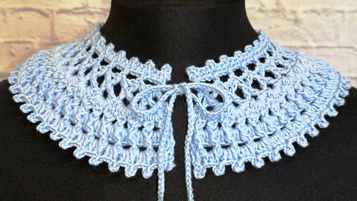 Вязание крючком:  Ажурный вязаный воротничок из хлопка для первоклашки смотреть онлайн