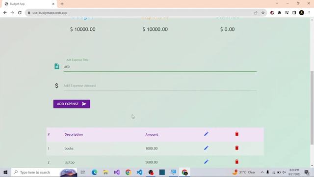 Budget App Web Project | JavaScript Project idea | web project