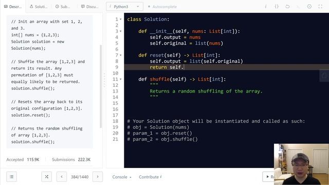384. Shuffle an Array | Korean | Medium смотреть онлайн