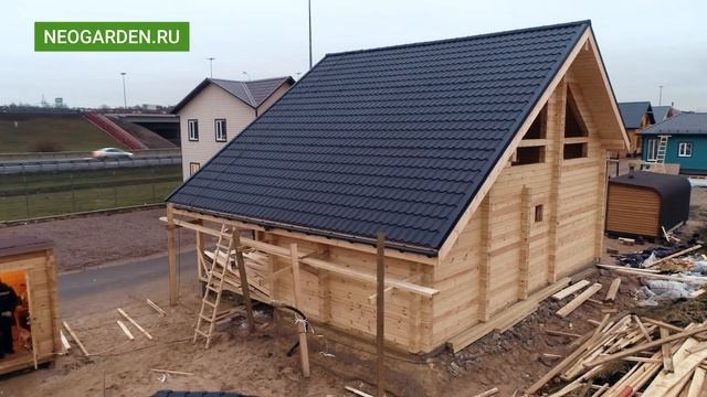 Выставка домов в Санкт-Петербурге Мега , Баня из экобруса от Неогарден часть1