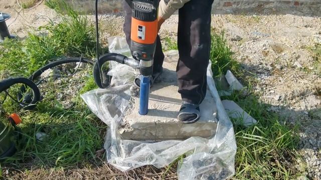 Тест 1 по бетону на речной гальке без микроудара. Сегмент- NN. Дрель  Cayken OND-916PD-G.