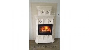 Готовый изразцовый камин Истра с топкой Ладья-700 и фартуком на даче