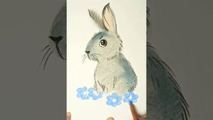 Кролик в цветах - рисунок сухой пастелью.