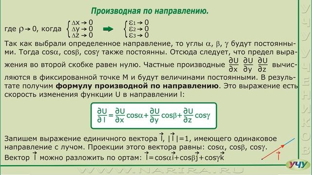 Производная по направлению. (Теория поля - урок 2)