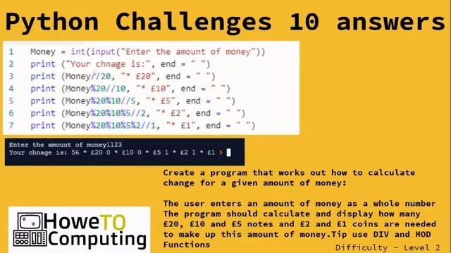 Python challenges level 2 challenge 10