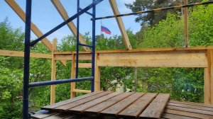 Строю веранду без помощников. Каркас почти готов