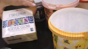 Декупаж пластиковых майонезных ведерок