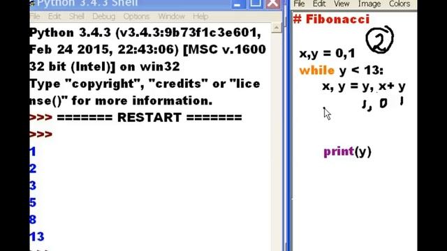 Learn to do Python: While, 1 line multi-assignments