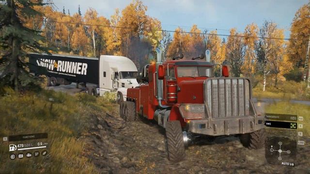 SnowRunner - iX 3880 Heavy Wrecker Lifts Overturned Semi Truck смотреть онлайн