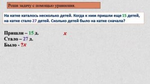 Решение задач с помощью уравнения 3 класс