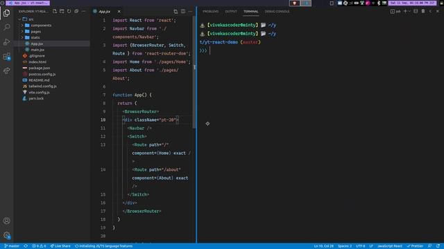 Quickly create a Vite + React + React Router + TailwindCss with JIT compiler project