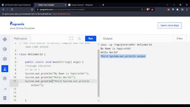 Java Crash Course in Bisaya | Lesson 6 - Escape Character Backslash n (\n) for new line смотреть онлайн