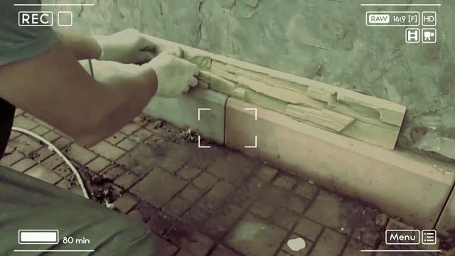 Бетонная плитка, приклеенная на пену. Результат смотреть онлайн