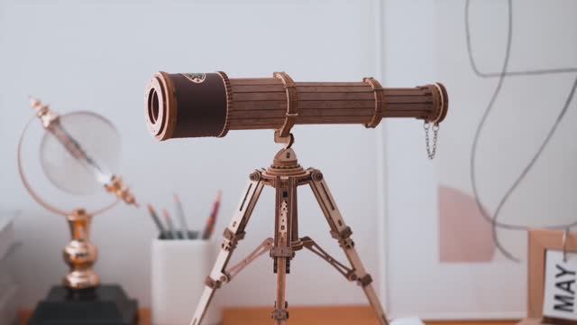 Деревянный конструктор Монокулярный ретро-пиратский телескоп от ROKR - сборная модель, 3d пазл