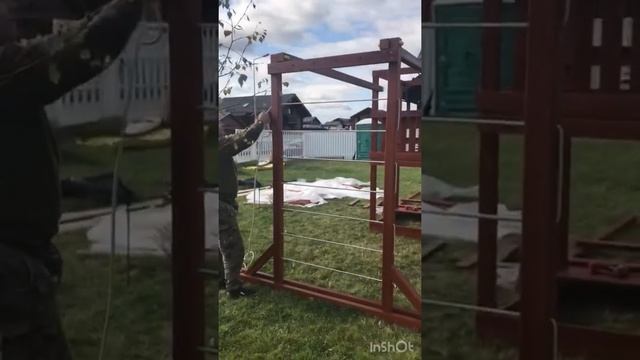 Как натянуть верёвочную сетку на  игровом комплексе.