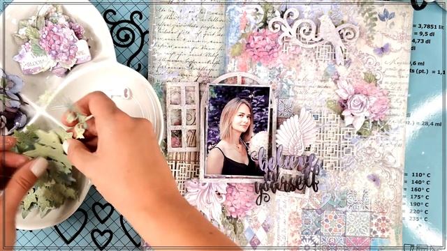 Пошаговый мастер-класс по созданию странички "В саду гортензий". Step-by-step tutorial. смотреть онлайн