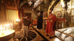 the procession of armenian church in church of sepulchre in Old City Jerusalem