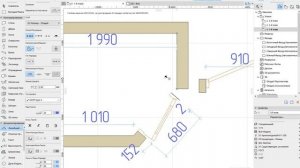 как построить помещение со скошенной стеной archicad
